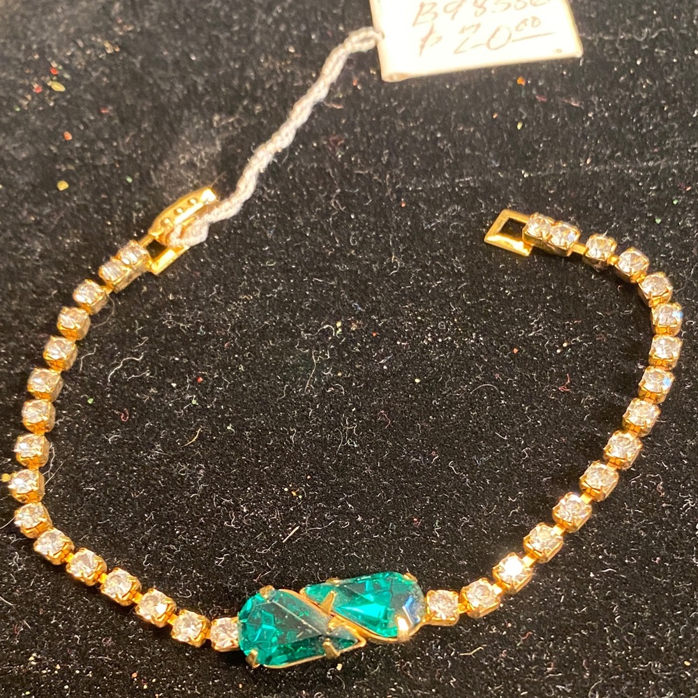 Gold-Tone Bracelet with Teal Crystal Accent - Women Jewelry